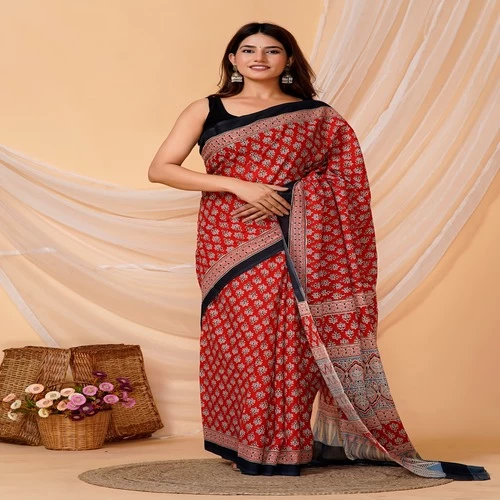 Hand Printed Mul Cotton Saree || YLZ2H8