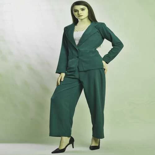 Bitsy Owl Stylish Women's Cotton Blended Three Piece Coat Pant & Inner Set