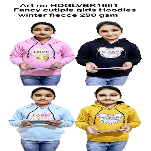 Kids Princess Girls Winter Fleece Hoodies || QDP34G