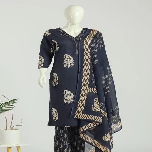 Cotton Kurti Pant Dupatta Set