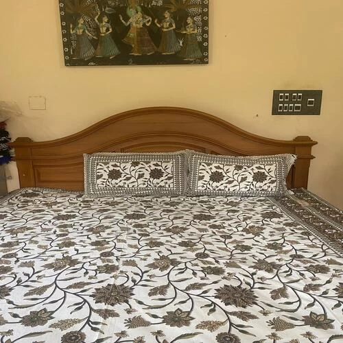 Rajasthani Printed Double Bed sheet set with two pillows