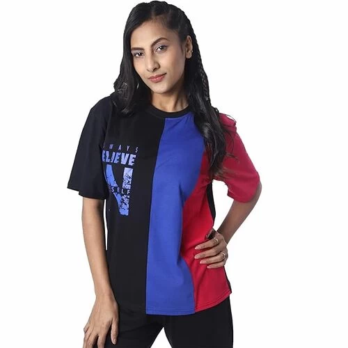 London Hills Women's Regular Fit T-Shirt||  LH_WOMEN_BELIEVE_MULTICOLOR_161_