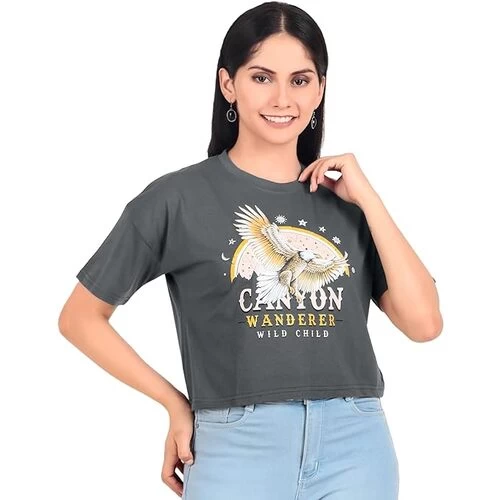 London Hills Women Tops || Crop Tops for Women || Tshirt for Women || LH166GREY