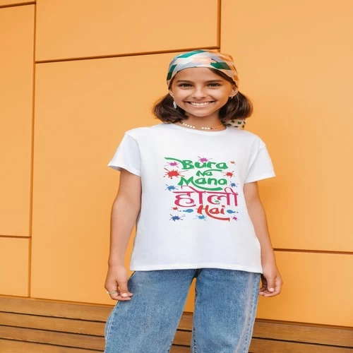 Women Happy Holi t-Shirt Round Neck Half Sleeve || E52N75