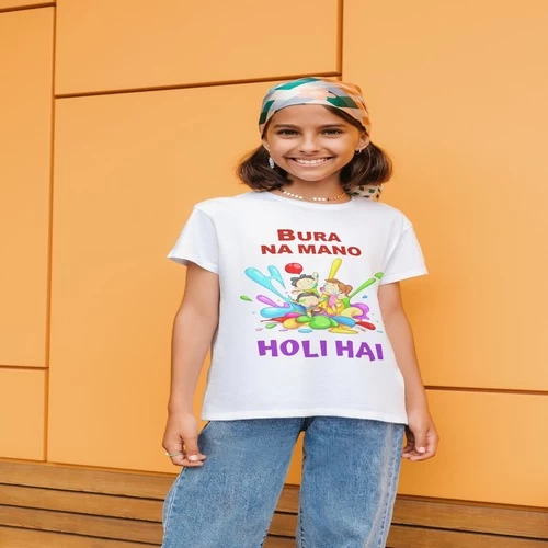 Women Happy Holi t-Shirt Round Neck Half Sleeve || LT42EW
