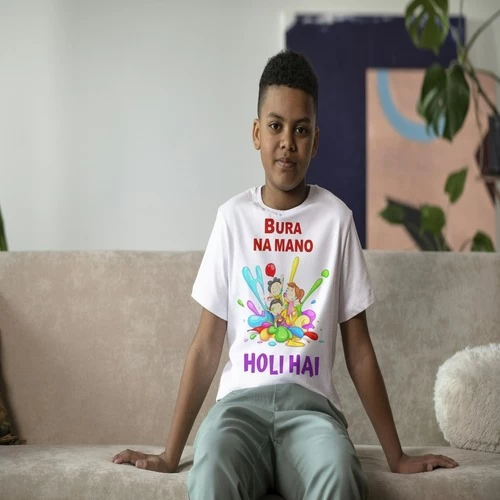 Kids Happy Holi t-Shirt Round Neck Half Sleeve || O0MZEW
