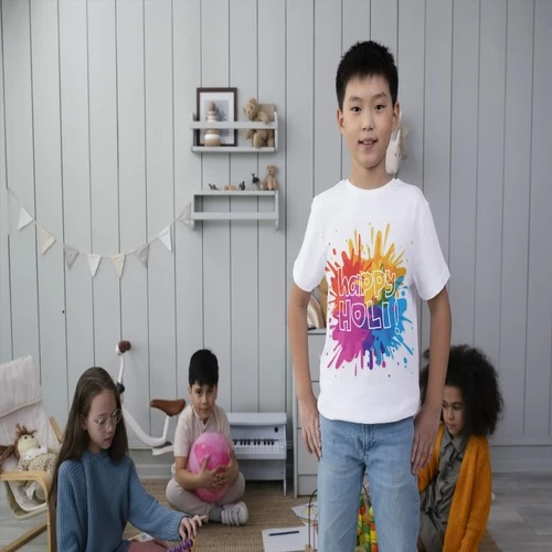 Kids Happy Holi t-Shirt Round Neck Half Sleeve || 4I30NQ