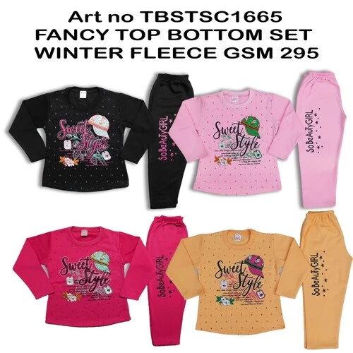 TOP BOTTOM SET  FABRIC WINTER FLEECE CASUL T-SHIRT PYJAMA  || 3ZKOQA